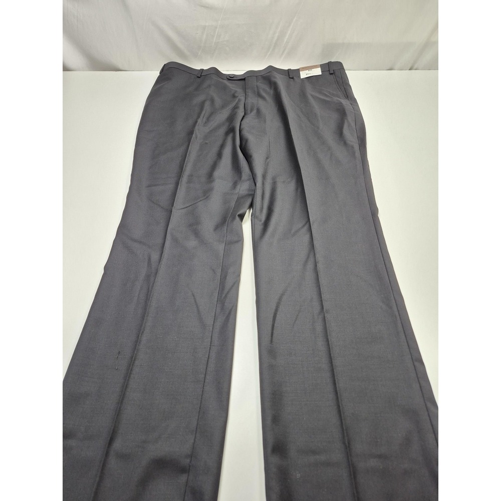 Prontomoda Dress Pants Mens 48x36 Black Super 140s Wool Flat Front Classic NWT